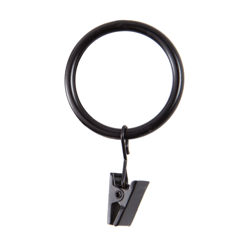Wayfair Basics Steel Drapery Clip Rings, 1.25" Diameter, Black