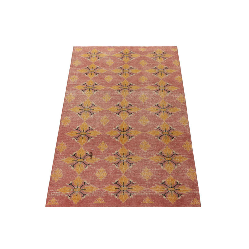 Wool Floral Area Rug in Pink/Orange