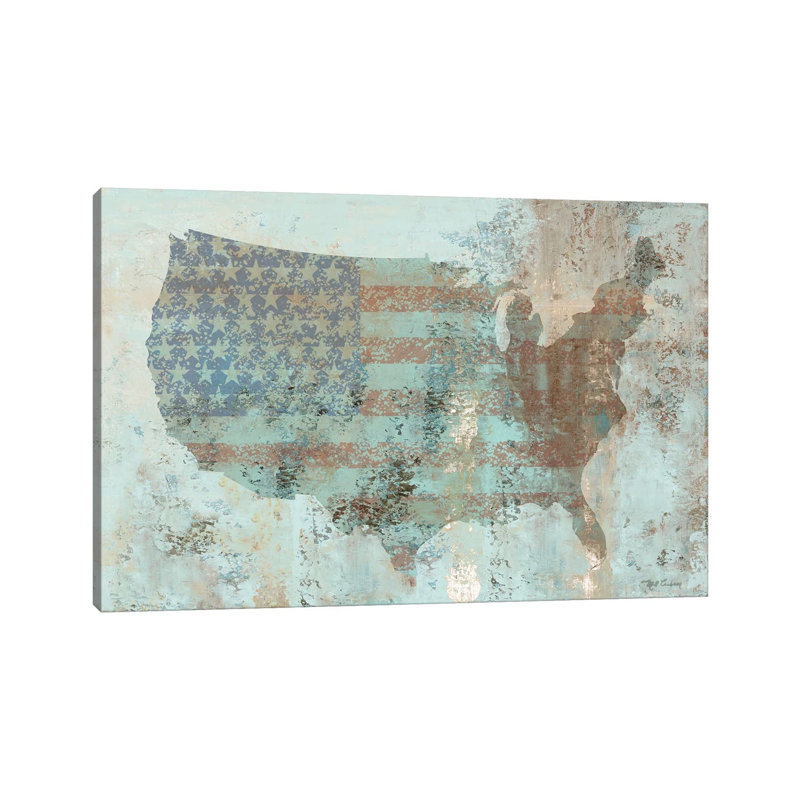 Vintage USA Map 1 Piece Wrapped Canvas Wall Art, 66.04 cm H x 45.72 cm W x 1.91 cm D