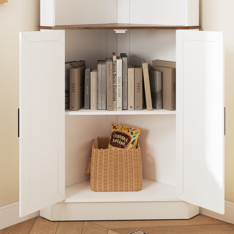 Caleal Lighted Curio Bookcases, Whie/Brown