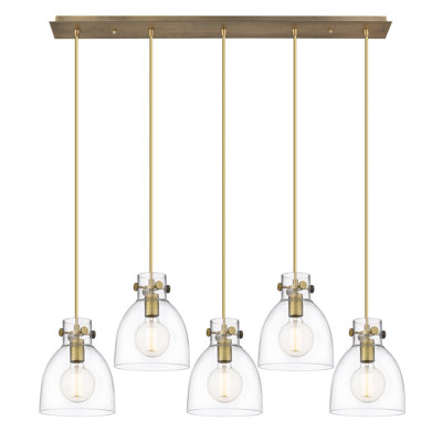 Luminaire suspendu en laiton brossé à 5 lumières Amrith