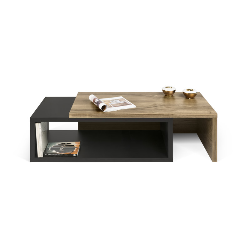 Alnwick Solid Coffee Table, Walnut/Pure Black