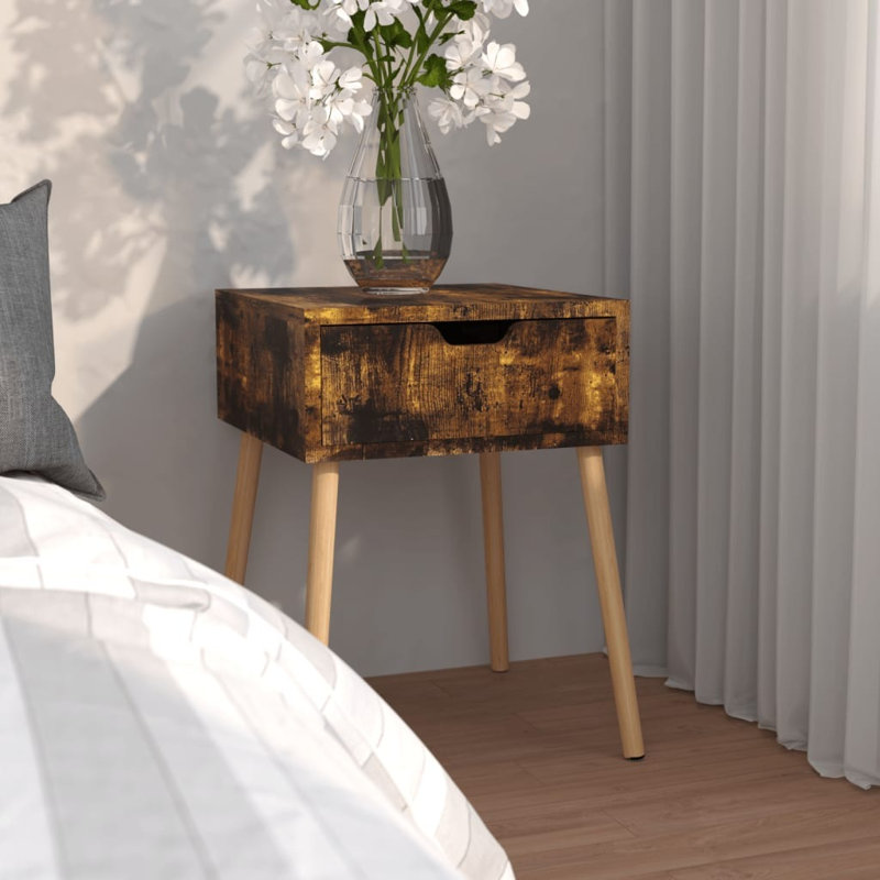 Shanell 40cm W Particle Board / Chipboard Bedside Table, White, White, Set of 2