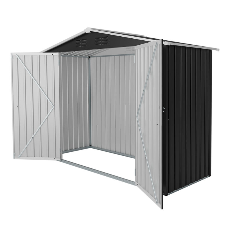 10' x 10' Black Metal Storage Shed for Outdoor with Lockable Design