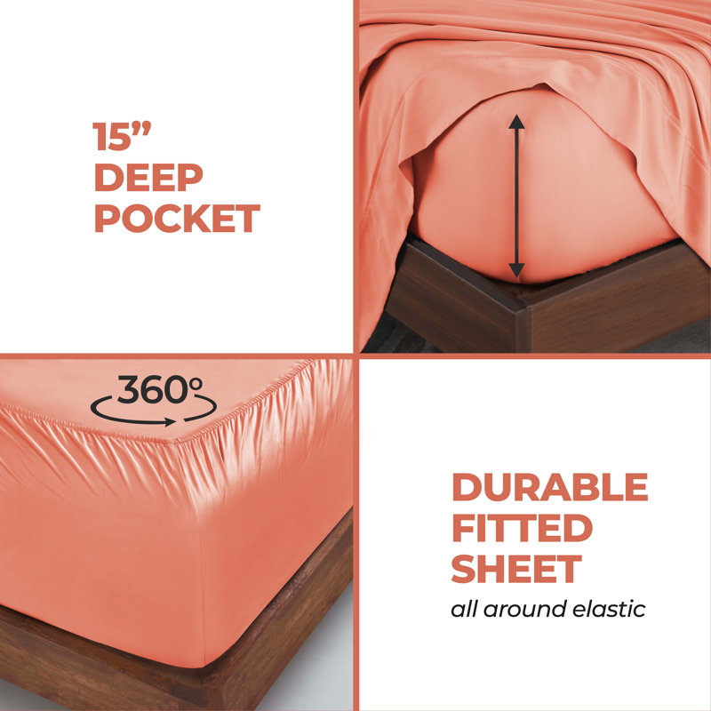 Lit de poche modulaire modulaire de Beechwood, Corail, Ensemble de draps très grand avec drap-housse et 