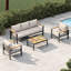 Ensemble de conversation de patio en aluminium 5 places avec coussins épais et table basse – Idéal pour le porche, la terrasse ou le jardin-2012342704