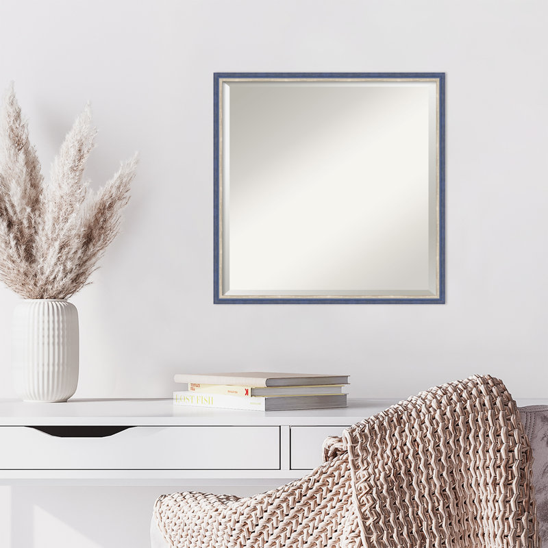 Miroir mural Earsie, 21,25 po x 21,25 po, Bleu, Carré