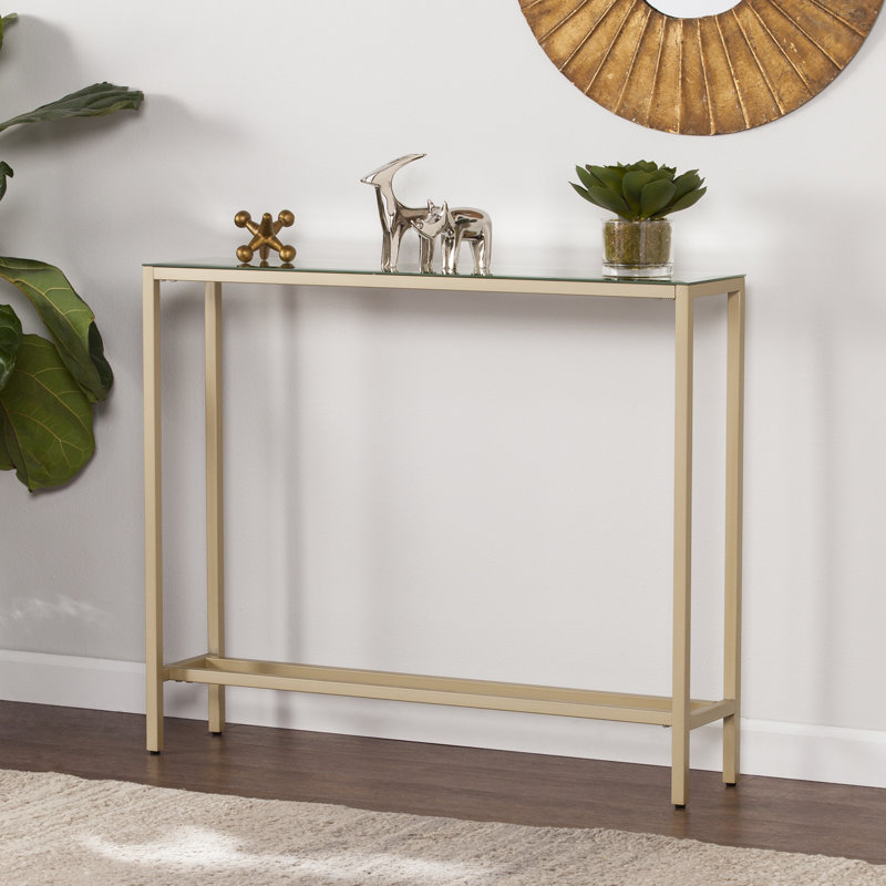 Adolphus Glass Top Console Table, 30" H x 36" W x 8" D