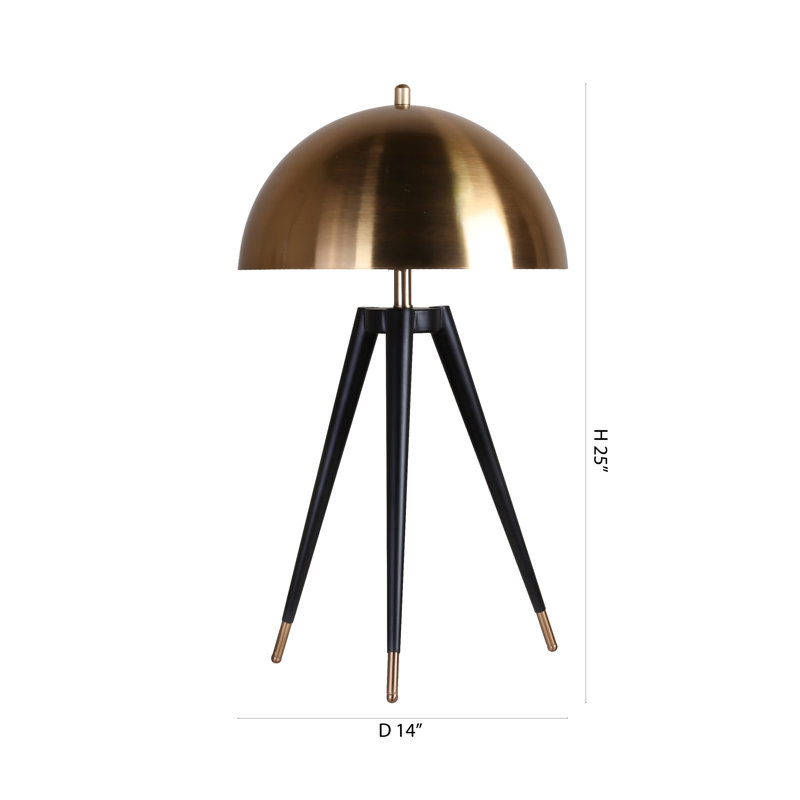 Dillard 1-Light Black Table Lamp With A Gold Metal Shade