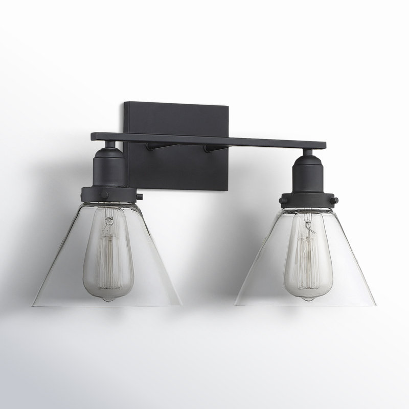 Catalina 2 Light Transparent Dimmable Vanity Light, Black