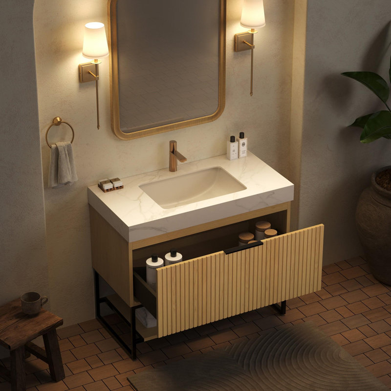 Meuble-lavabo simple 36 po avec lavabo, Chêne doré, 36"