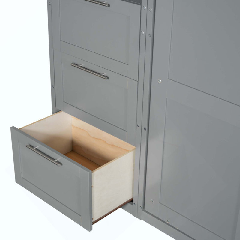 Lit escamotable avec armoire, tiroirs et tablettes Murphy