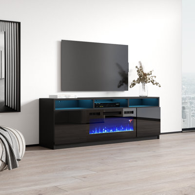 Anirudh TV Stand for TVs up to 70"" with Electric Fireplace Included -  Ivy Bronx, D4ABBCBB09E444D5AB4955ABD468BACB