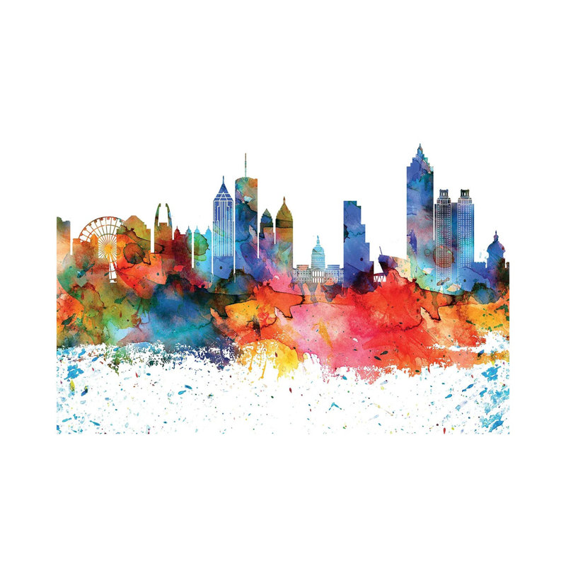 Atlanta Skyline - Wrapped Canvas Painting, 20.32 cm H x 30.48 cm W