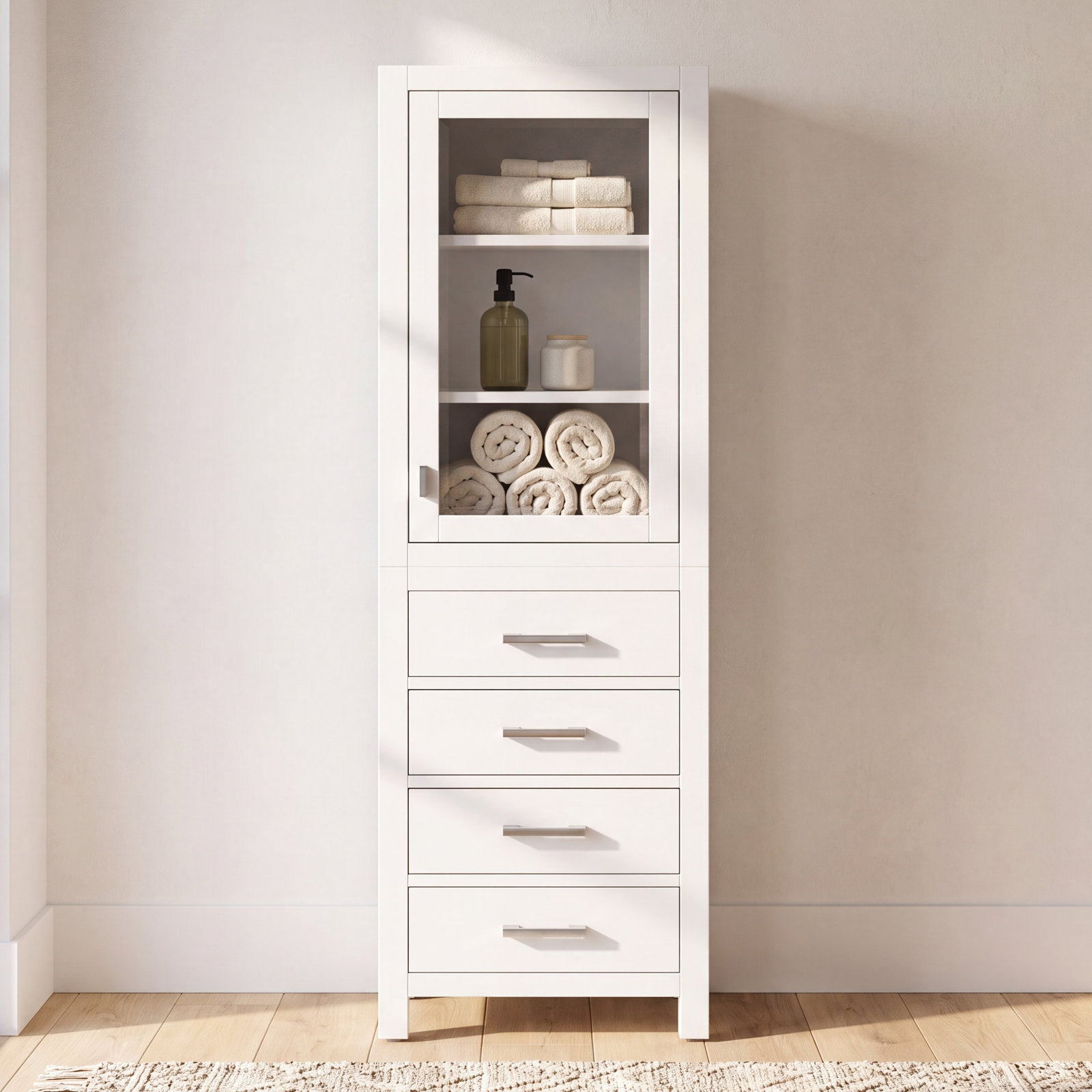 Keira Linen Cabinet, White