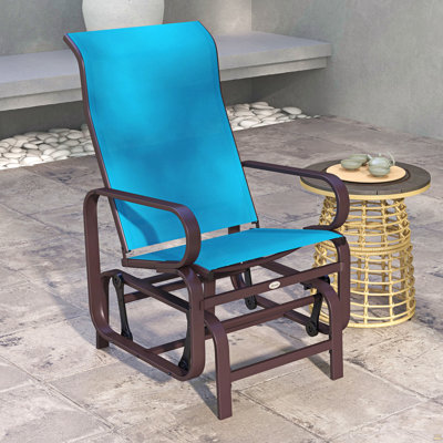 Outdoor Glider Chair, Gliders for Outside Patio with Smooth Rocking Mechanism and Lightweight Construction for Backyard, Tan