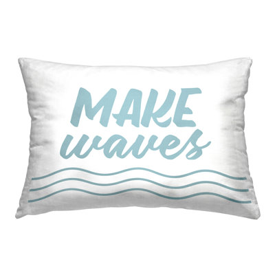 Conception de coussin décoratif «Make Waves on White» par lettré et doublé