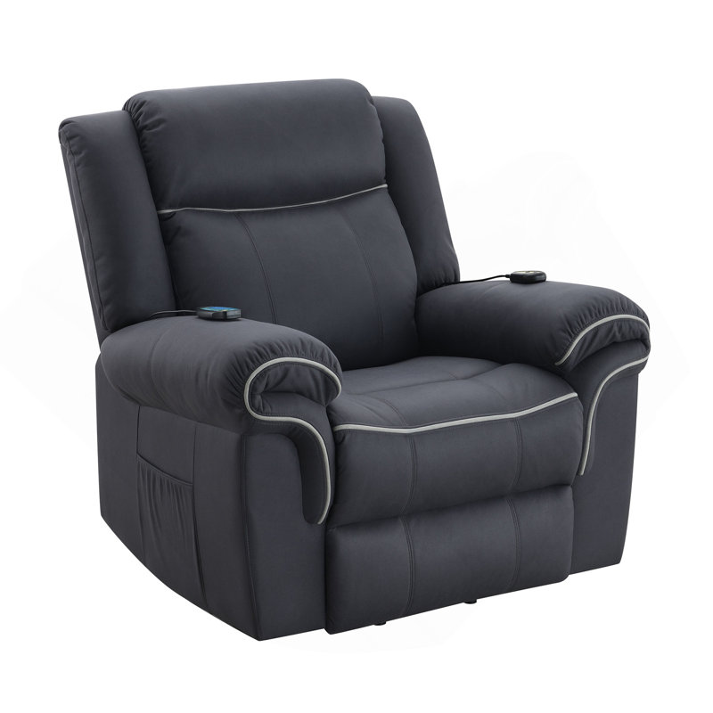 Fauteuil inclinable électrique en microfibre Domana, Bleu très foncé