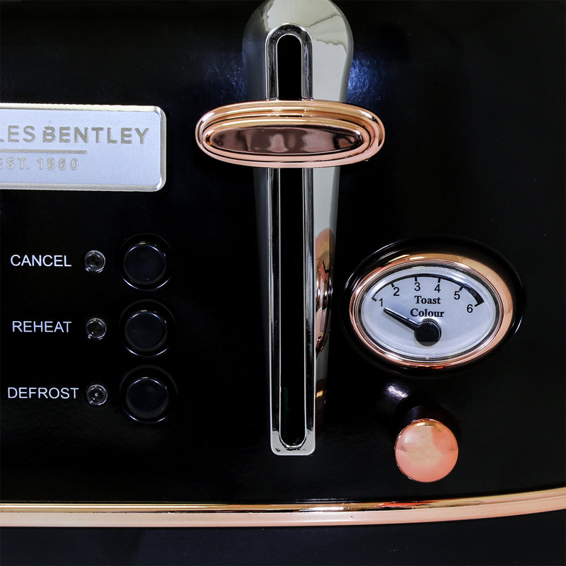 4 Slice Toaster, Black/Rose Gold