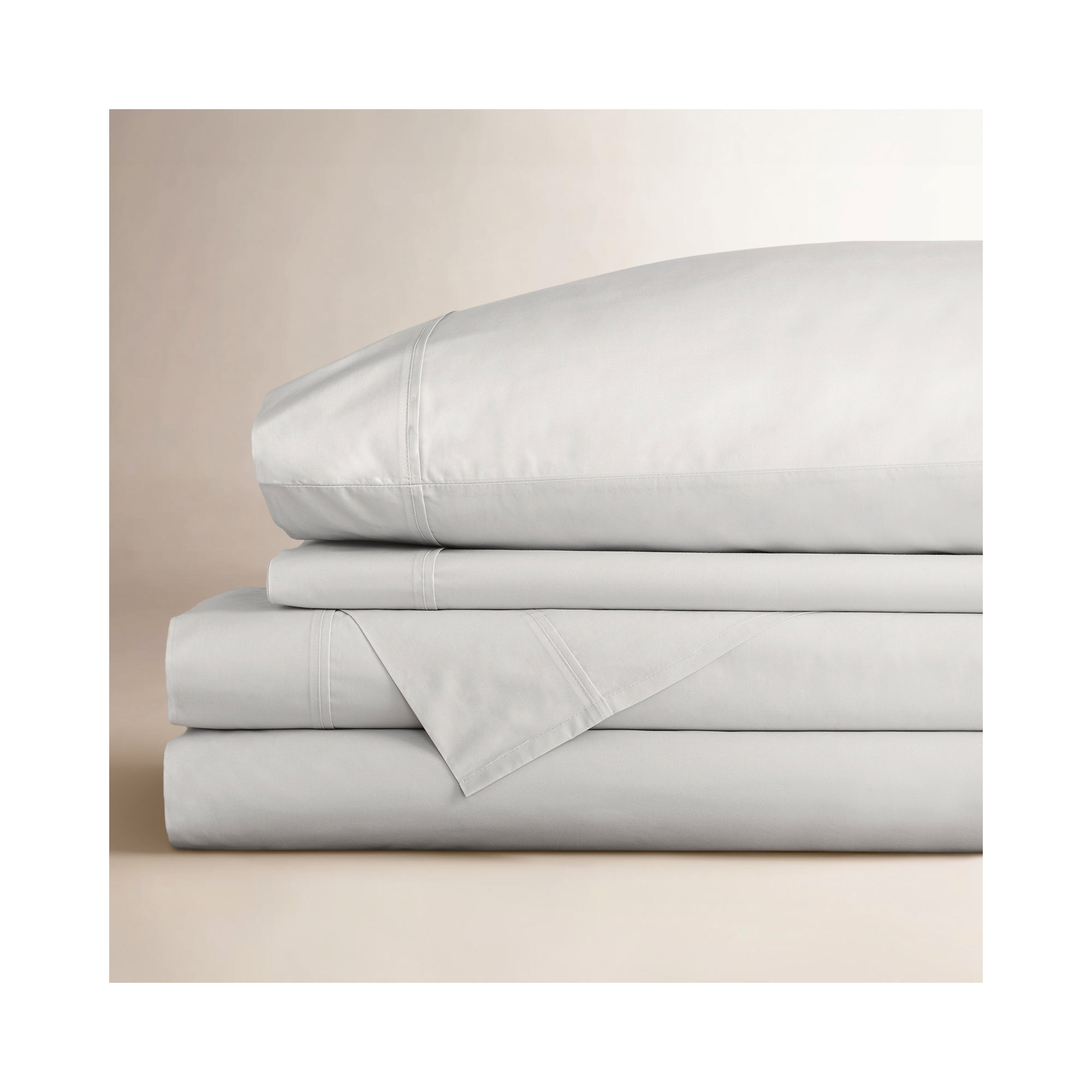 Emrik Brushed Organic Cotton Percale Sheet Set, Soft Gray, Queen