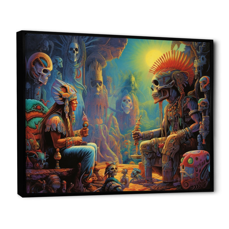 Rituels anciens de l'Amazonie, reproduction sur toile, H 30 po x l 40 po x P 1,5 po, Cadre flottant noir