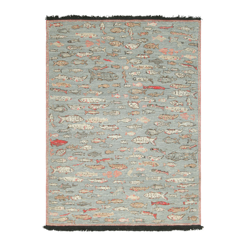 Burano Hand Knotted Wool Animal Print Area Rug, Runner 3' x 14'
