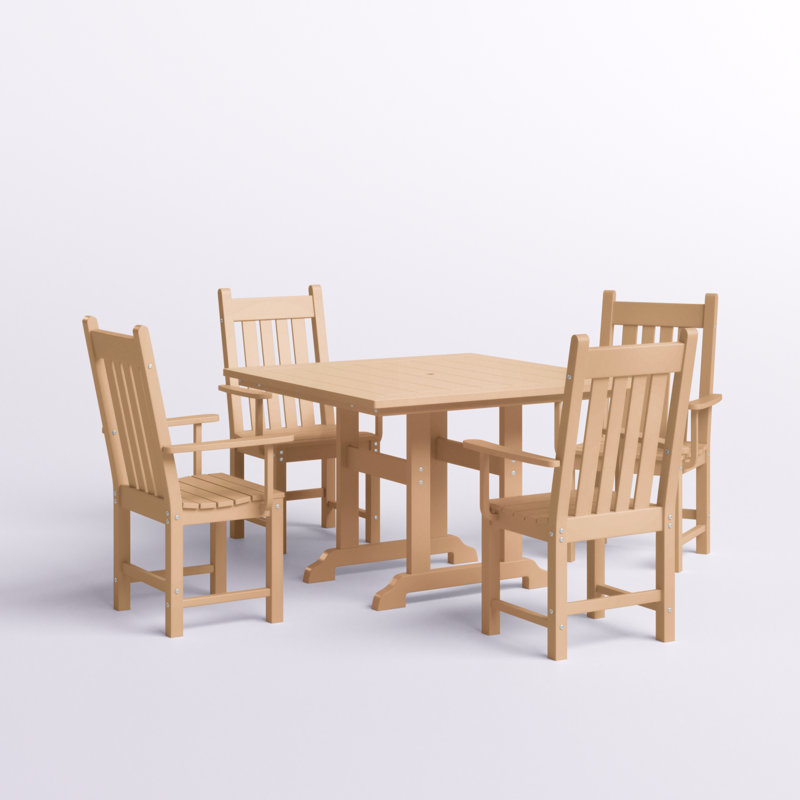 Laguna 4 - Person Patio Dining Set with Square Table, Teak