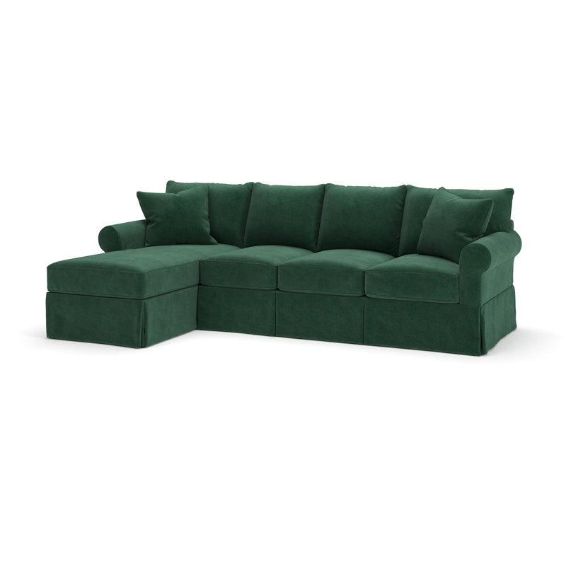 Amari Slipcovered Sectional with Sleeper Sofa, Left Hand Facing, Bella Hunter Performance Velvet