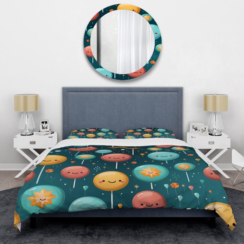 Ensemble de housse de couette Lollipop Dream Pattern II - Food Donuts, Housse de couette pour très grand lit
