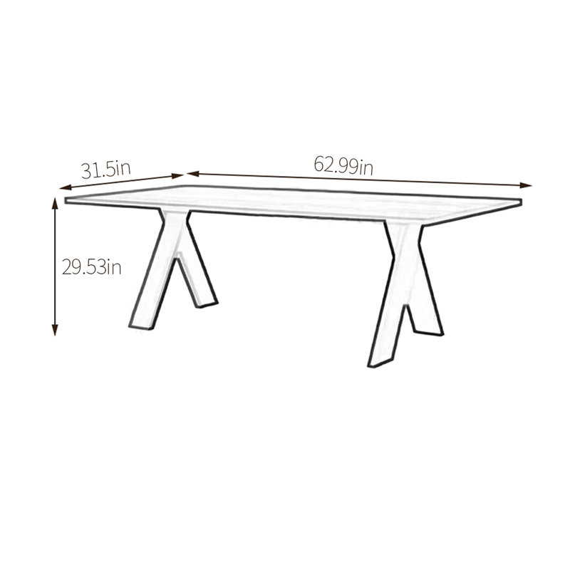 Menides Ash Solid Wood Dining Table, Burly Wood, 31.5" W x 62.99" L