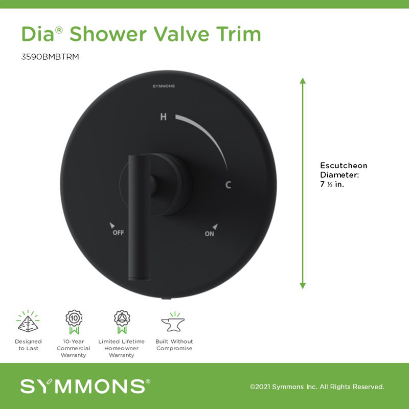 Dia Single Handle Shower Valve Trim, Matte Black