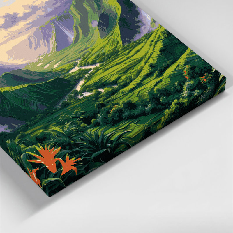 «Hawaiian Valleyys», art mural sur toile verte, H 8 po x l 10 po