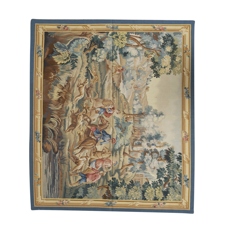 Hand-Knotted High-Quality Beige and Blue Area Rug