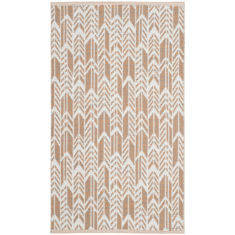 Tapis à chevrons orange / ivoire Paz, Rectangulaire 3 pi x 5 pi