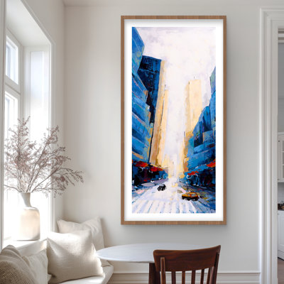 Blue Asymmetrical Street - Blue Office Framed Matted Print