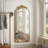 58"x24" Arched Full Body Mirror with Vintage Ornate Carved Applique on Top and Bottom-684195393