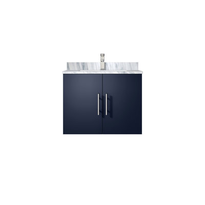 Navy Blue Bath Vanity 24 In. W X 22 In. D, Carrara Marble Top, And Faucet Set