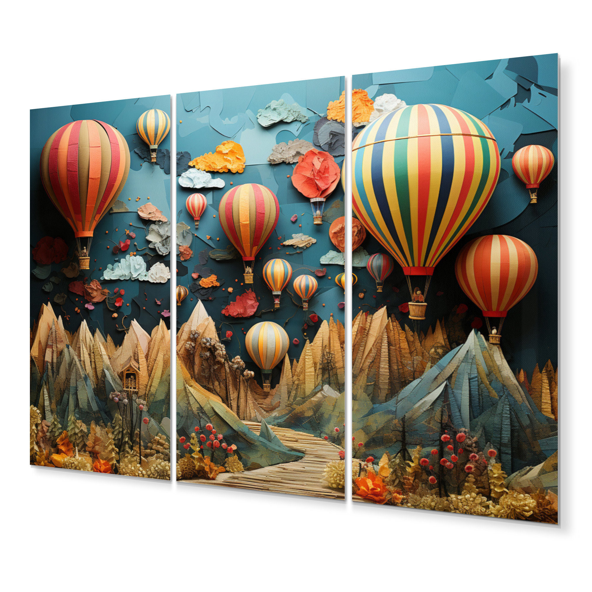 Millwood Pines Colorful Hot Air Ballon Collage - Transportation Metal ...