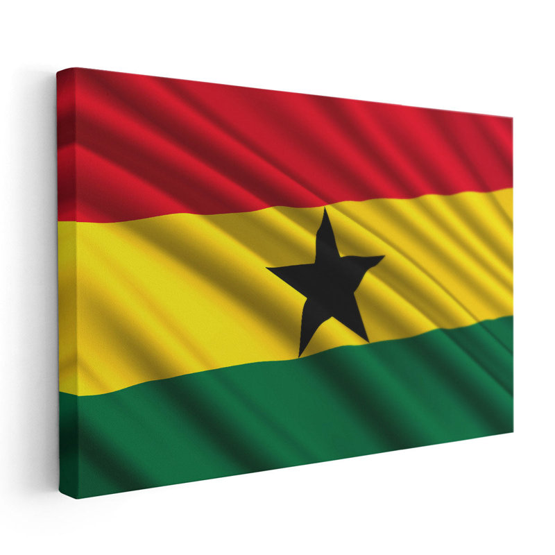 Drapeau ghanéen flottant - impression sur toile, H 12 po x l 18 po