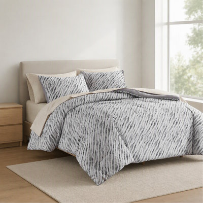 7-Piece Full Comforter Set with Sheet Set,Grey