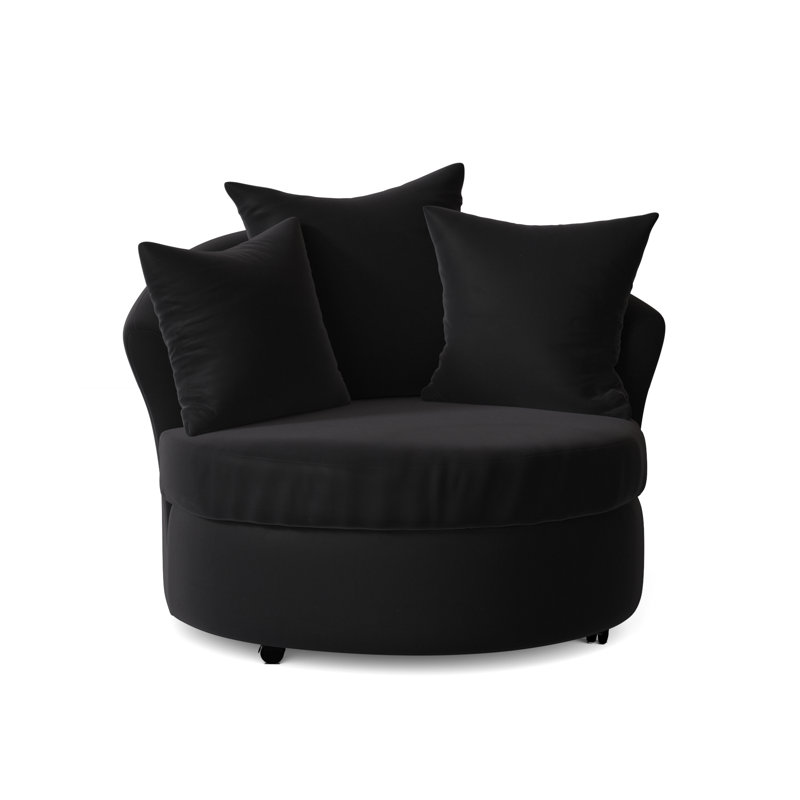Alsup Upholstered Barrel Chair, Oscar Black