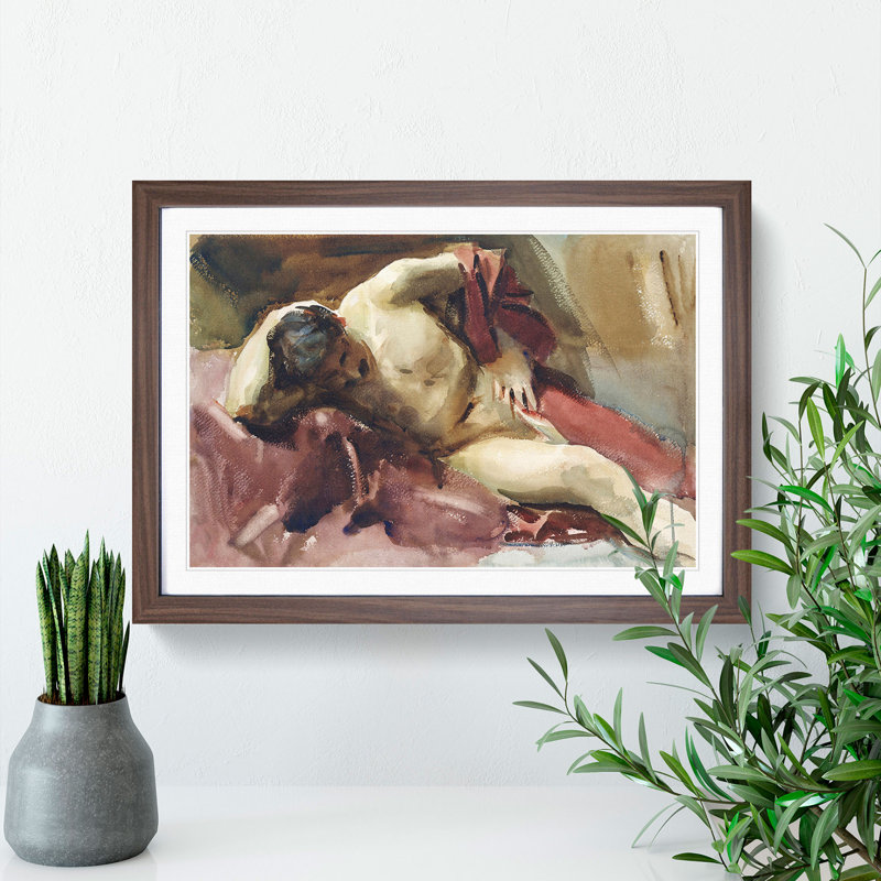 Italian Model by John Singer Sargent - Picture Frame Painting, Walnut, 27cm H x 36cm W x 2cm D