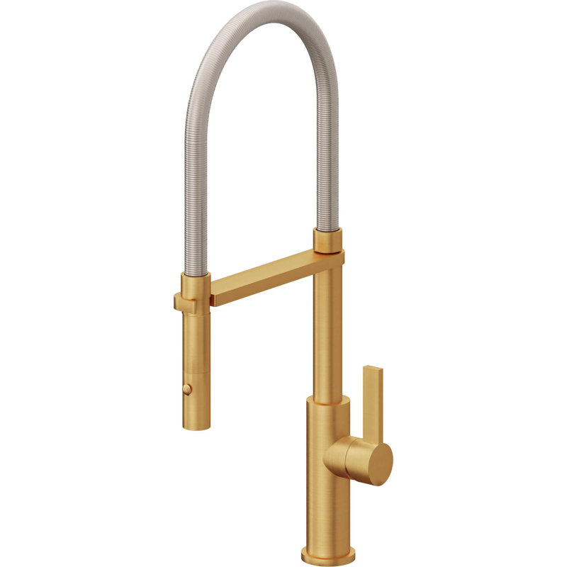 Corsano Contemporary Culinary Pull-Out Kitchen Button Sprayer with FB Series Handle, Lifetime Satin Gold