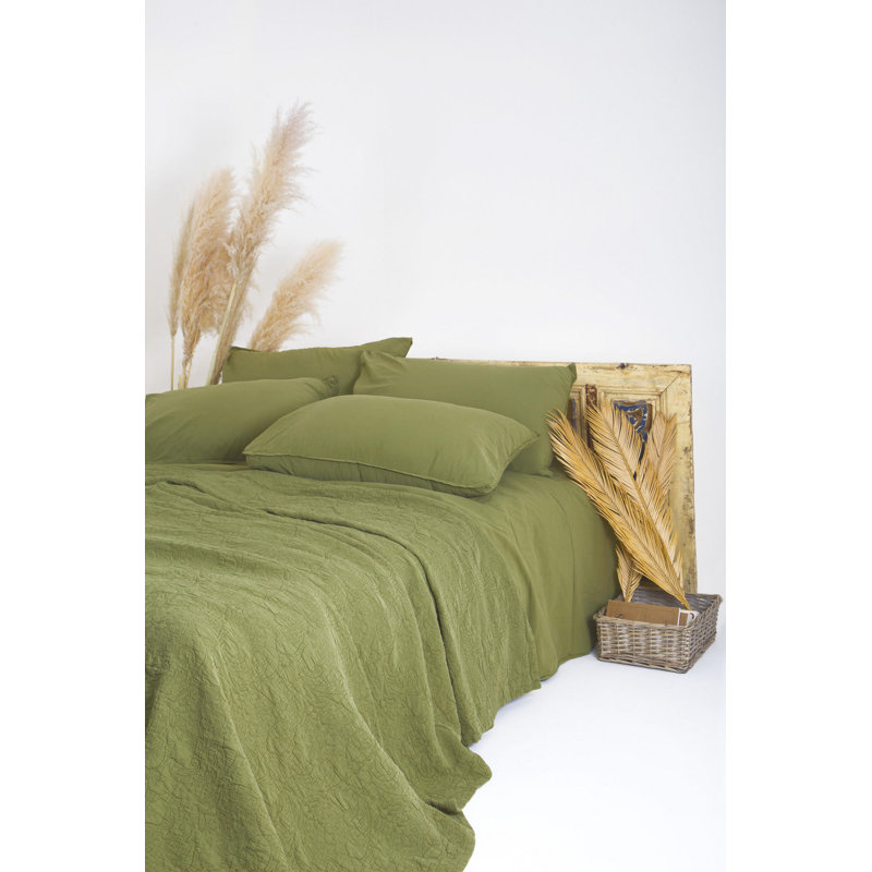 Ensemble de housse de couette 100% coton 3 pièces Eliette Green