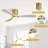 52"Smart Flush Mount 3-Blade Solid Wood Ceiling Fan With Light and Remote/App/Voice Control（Gold&Light Grey）-1111509874