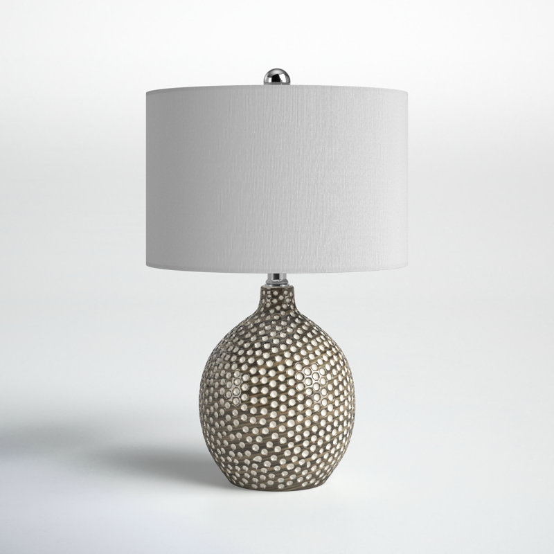 Breeda 20.5" Silver Ceramic Table Lamp with White Drum Shade