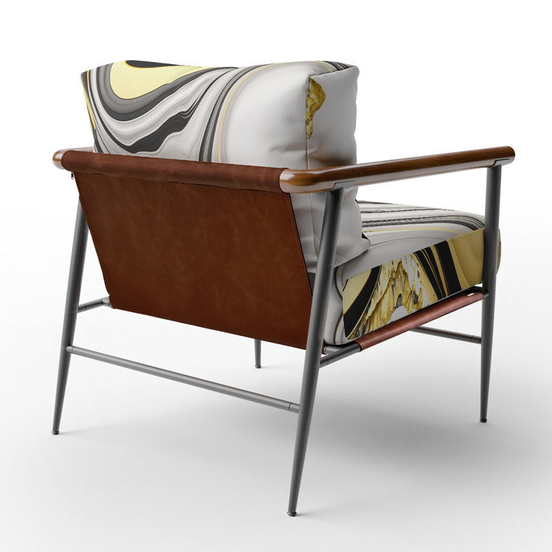 Cullivan - Fauteuil d'appoint rembourré en marbre, Noir, noir, noir, noir