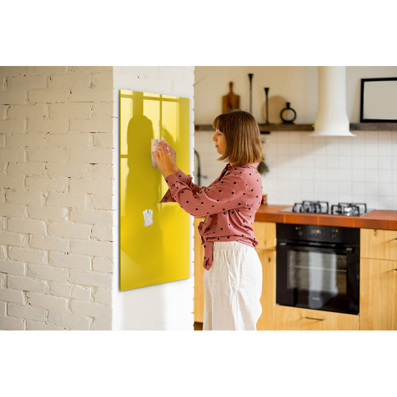Magnetic Glass Dry Erase Board, Yellow