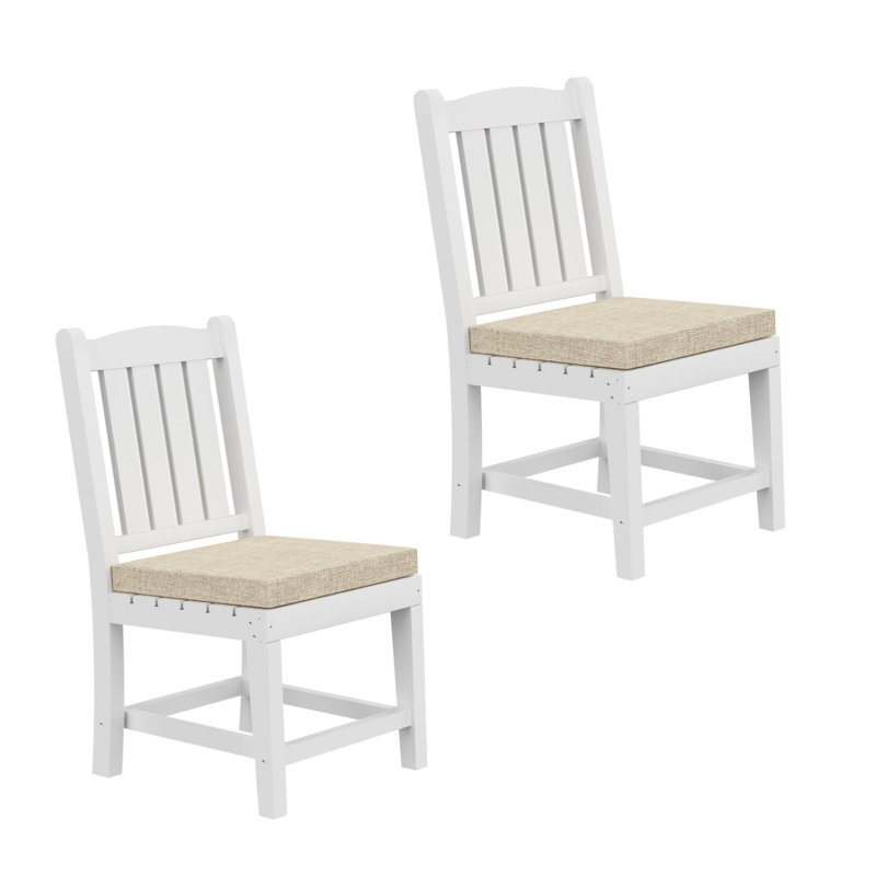 Chaise d'appoint de patio avec coussin, Structure blanche / coussin beige