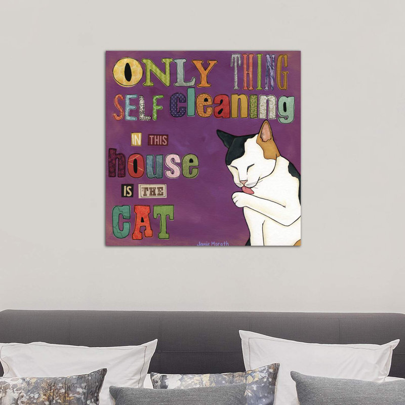 Self Cleaning Cat by Jamie Morath - Wrapped Canvas Print, 66.04 cm H x 66.04 cm W x 3.175 cm D